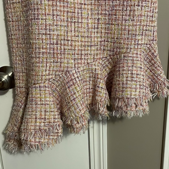 NWT Likely Pink Tweed Metallic Shimmer Ruffle Dress - Picture 3 of 5